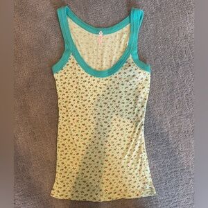 Free People Y2K Green Floral Tank Top